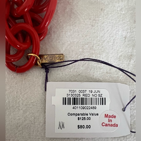 TOVA Red Chunky Chain Necklace. new with tags in pouch and Neiman Marcus box. - Picture 2 of 4